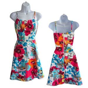 NWT Vintage Y2K ALYN PAIGE Bright Floral Cotton Mini Coquette Sundress Size 7/8